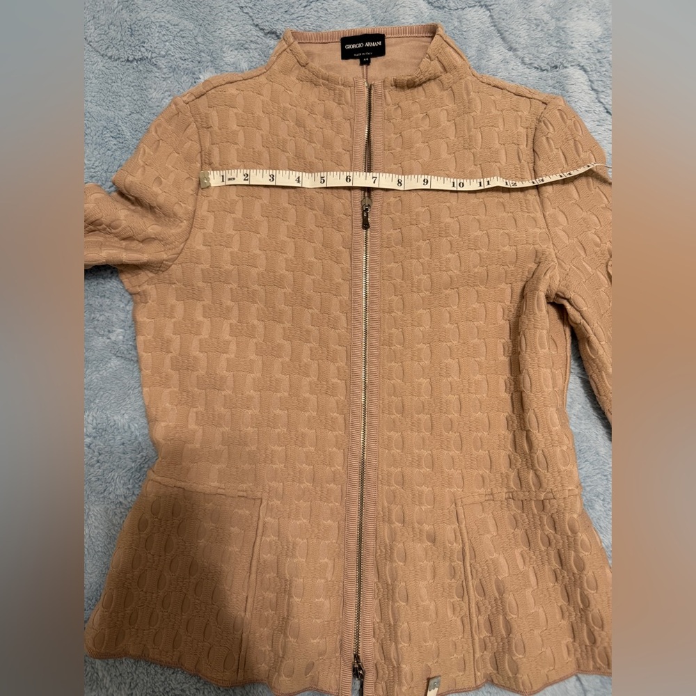 Giorgio Armani Black Label Womens 44 Pink Mock Neck Jacket Full Zip - Picture 6 of 14